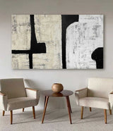 Large Minimalist Abstract Wall Art Black And White Minimalist Painting Acrylic For Living Room