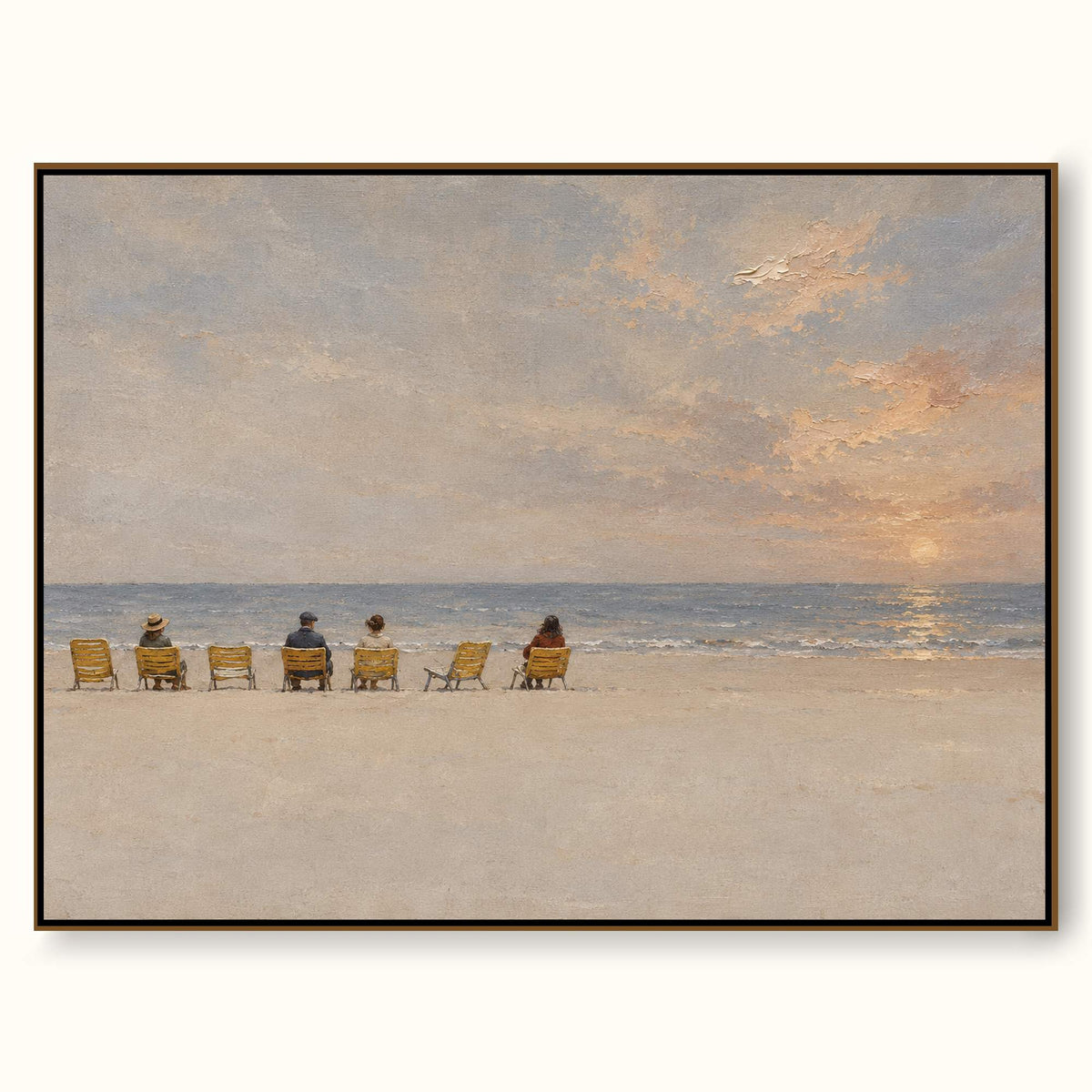 Contemporary Calm Seaside Landscape Painting For Serene Bedroom Wall Decor