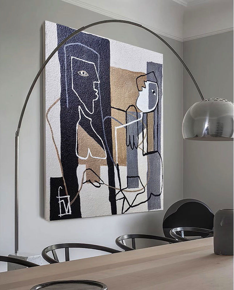 Vintage Minimalist Abstract People Art Framed Minimalist Canvas Art Nordic Minimalist Painting On Canvas