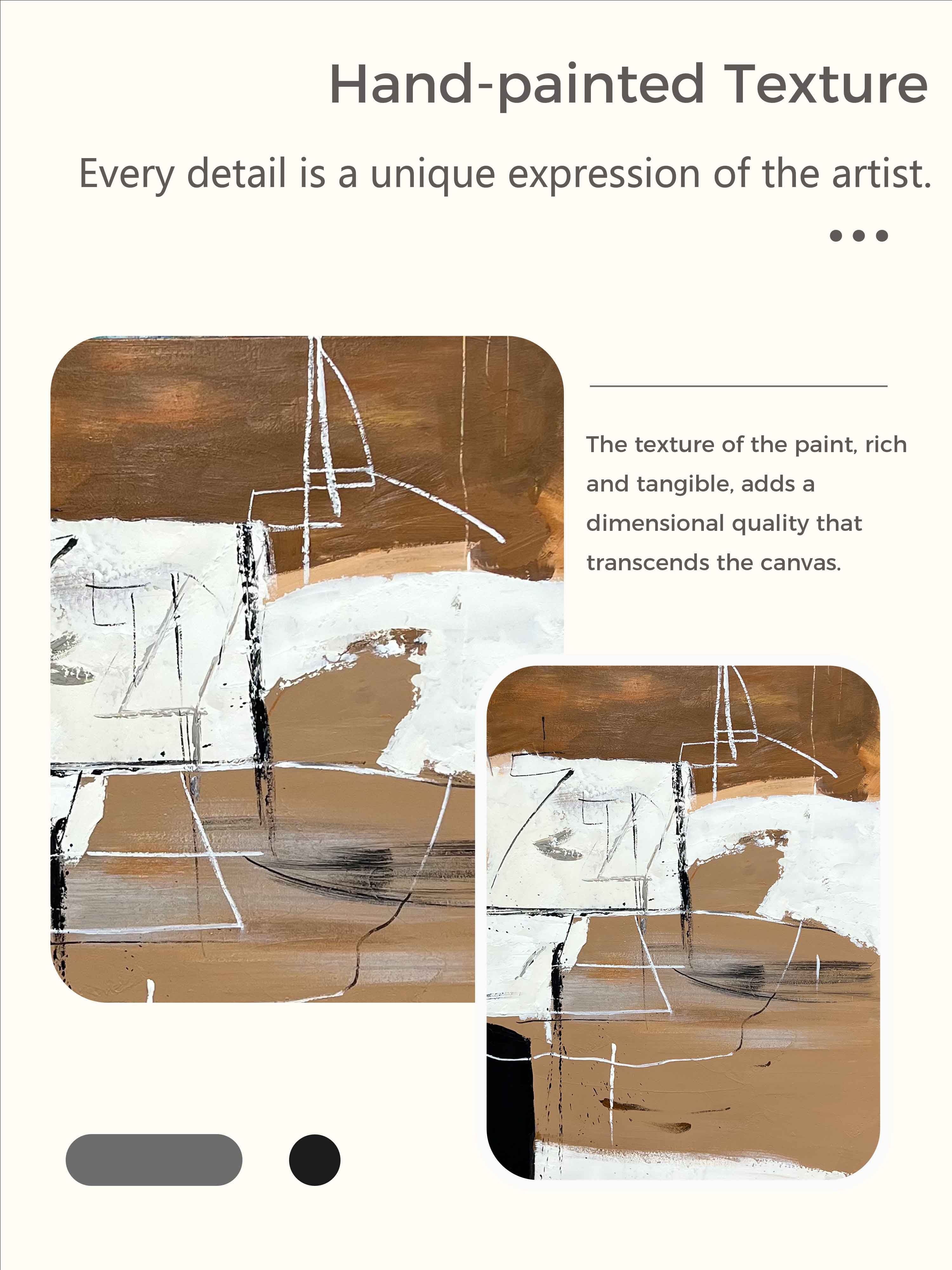 Large Vintage Black And Brown Canvas Art Retro Neutral Wall Decor White & Brown Canvas Painting Vintage Minimalist Art