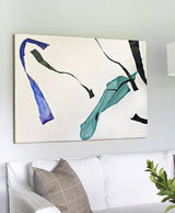 Minimalist Line Painting Framed Large Minimal Line Art Blue Green For Living Room