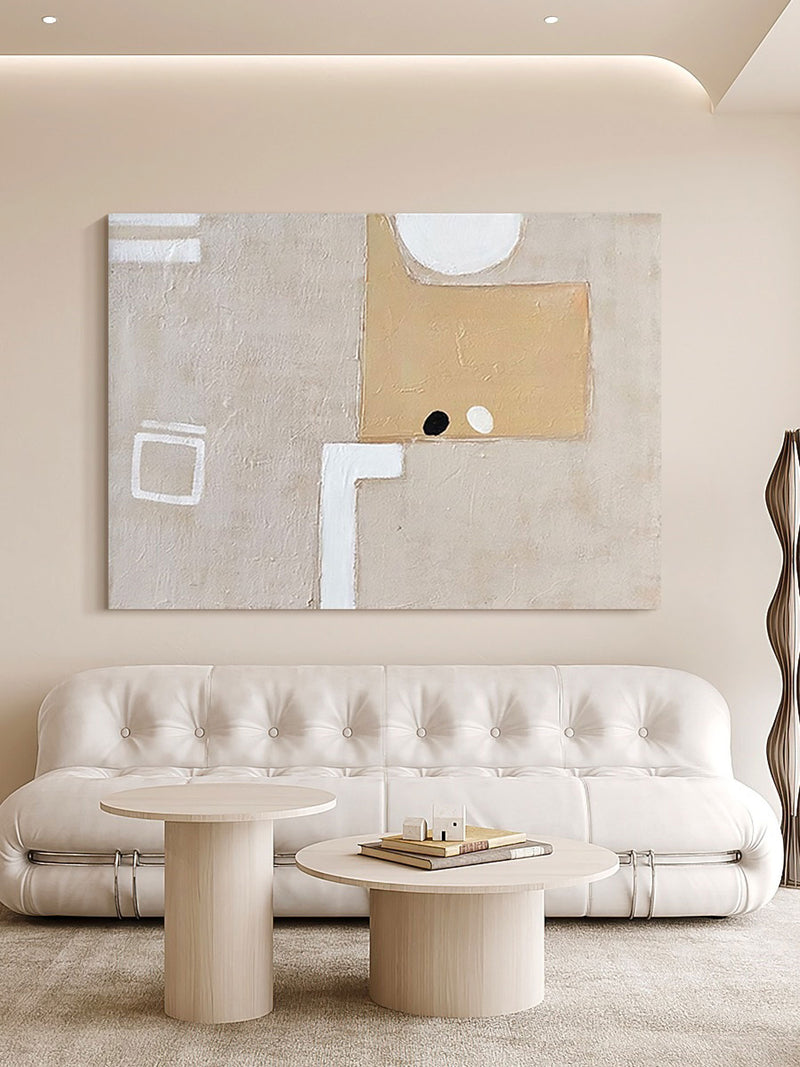Contemporary Minimalist Art Framed Minimalist Geometric Canvas Painting Acrylic For Living Room