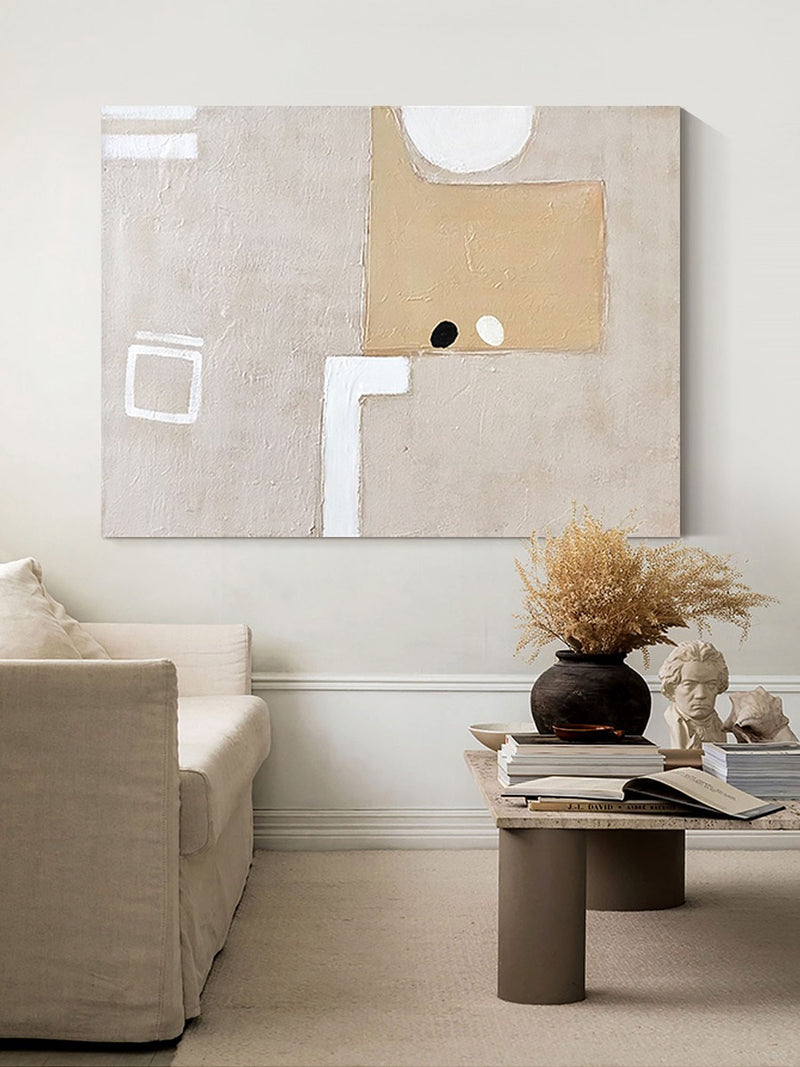 Contemporary Minimalist Art Framed Minimalist Geometric Canvas Painting Acrylic For Living Room