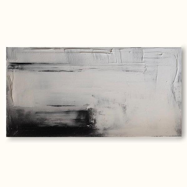Large Abstract Black And White Painting White 3d Minimalist Art Black And White Texture Painting