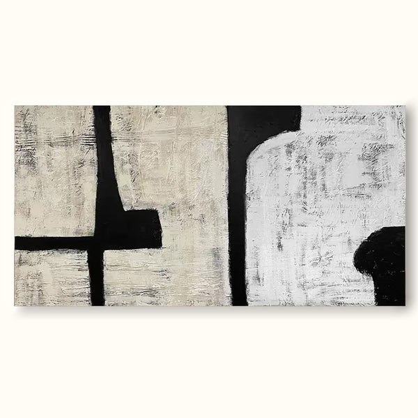 Large Minimalist Abstract Wall Art Black And White Minimalist Painting Acrylic For Living Room