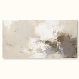 Long Horizontal Plate White Gray Abstract Painting Minimalist Beige Gray Texture Painting