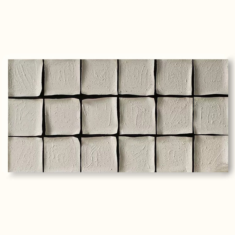 Large White Minimalist Geometric Painting Framed Modern Minimalist Wall Art Acrylic