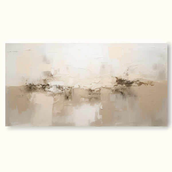 Large Beige White Texture Painting Minima Beige Brown Wall Art White Abstract Art