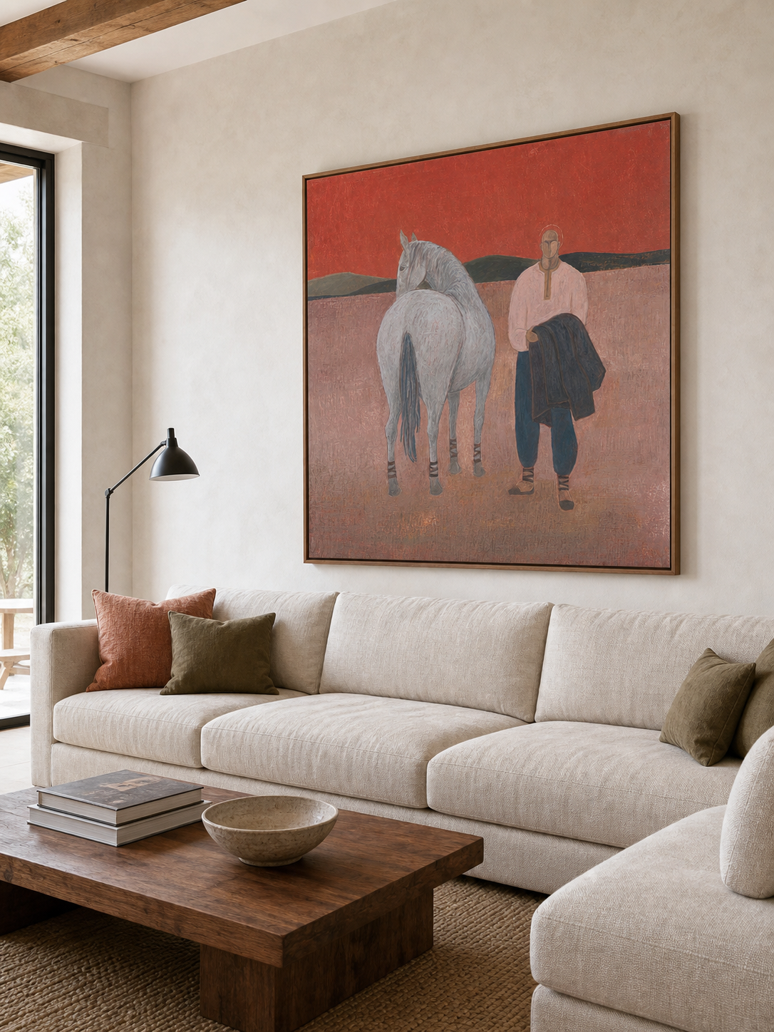 Modern Figurative Art Print Of Man And Horse Ideal For Home Office And Study Walls
