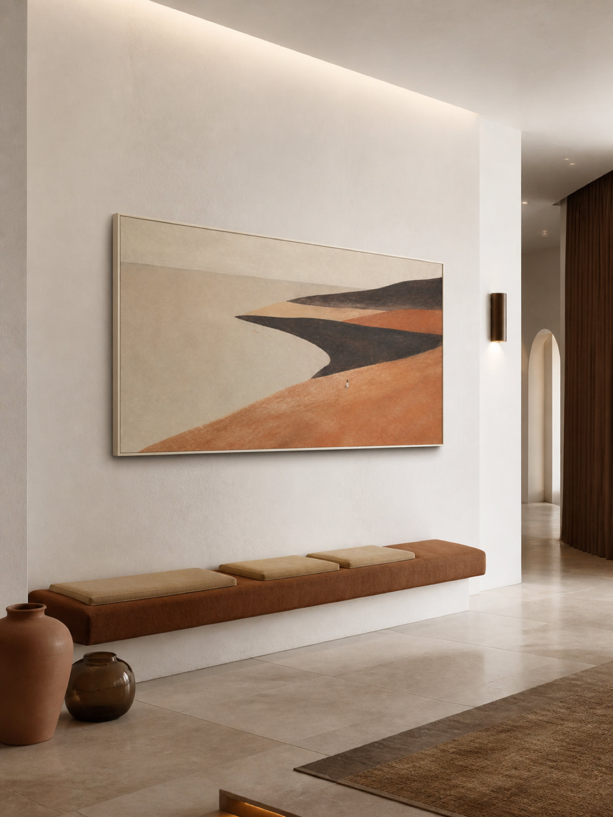 Minimalist Abstract Art Painting Organic Modern Decor With Warm Earth Tones