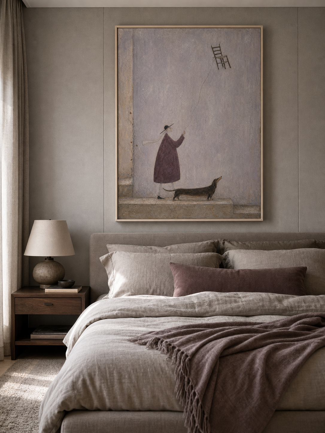 Whimsical Dachshund Art With Surreal Chair Balloon For Modern Home Decor