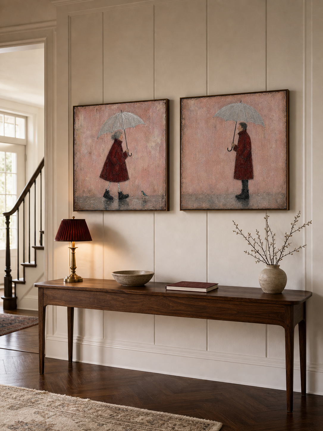 Romantic Vintage Couple Painting Set For Modern Home Entryway And Bedroom Decor