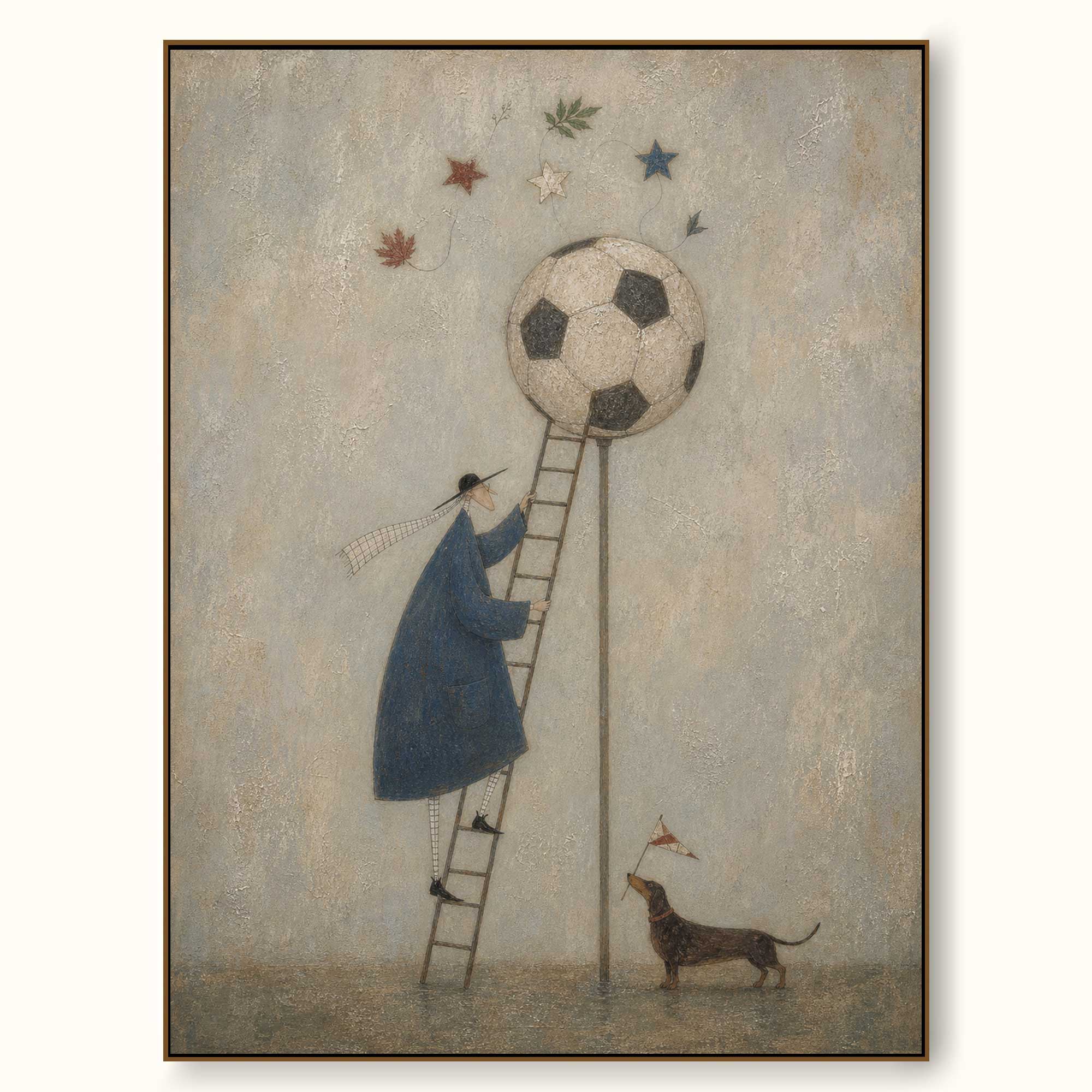 2026 World Cup Inspired Soccer Wall Art With Gentleman And Dachshund