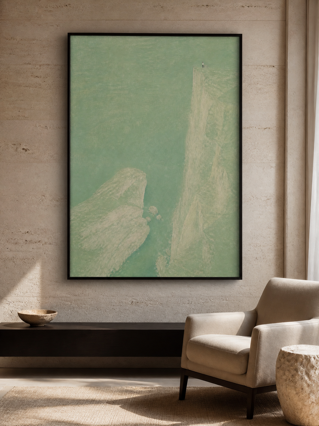 Large Abstract Green Mountain Figure Art For Bedroom Decor
