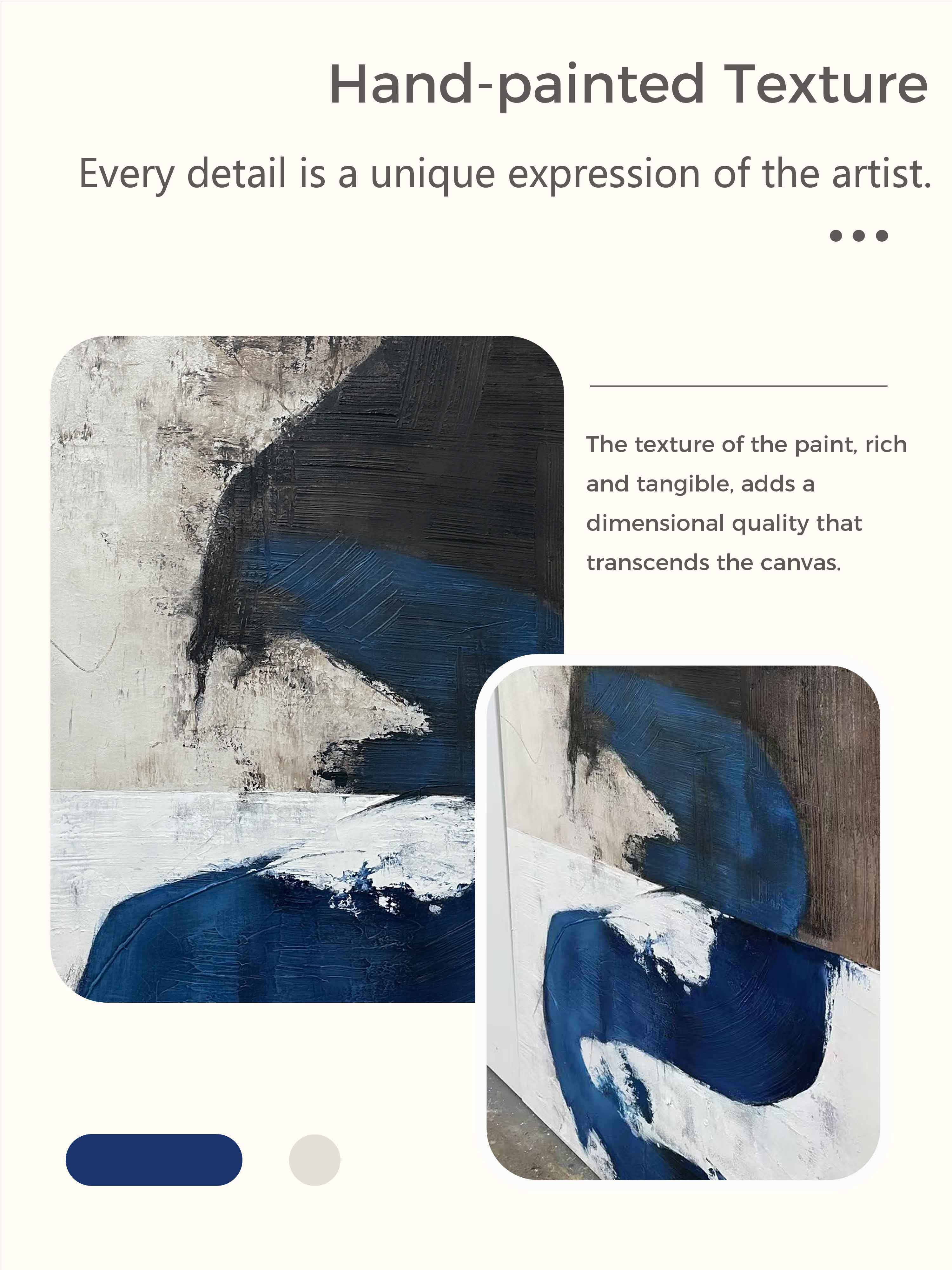 Modern Blue And Black Abstract Painting Minimalist Blue Line Textured Canvas Art Handmade Abstract Wall Decor