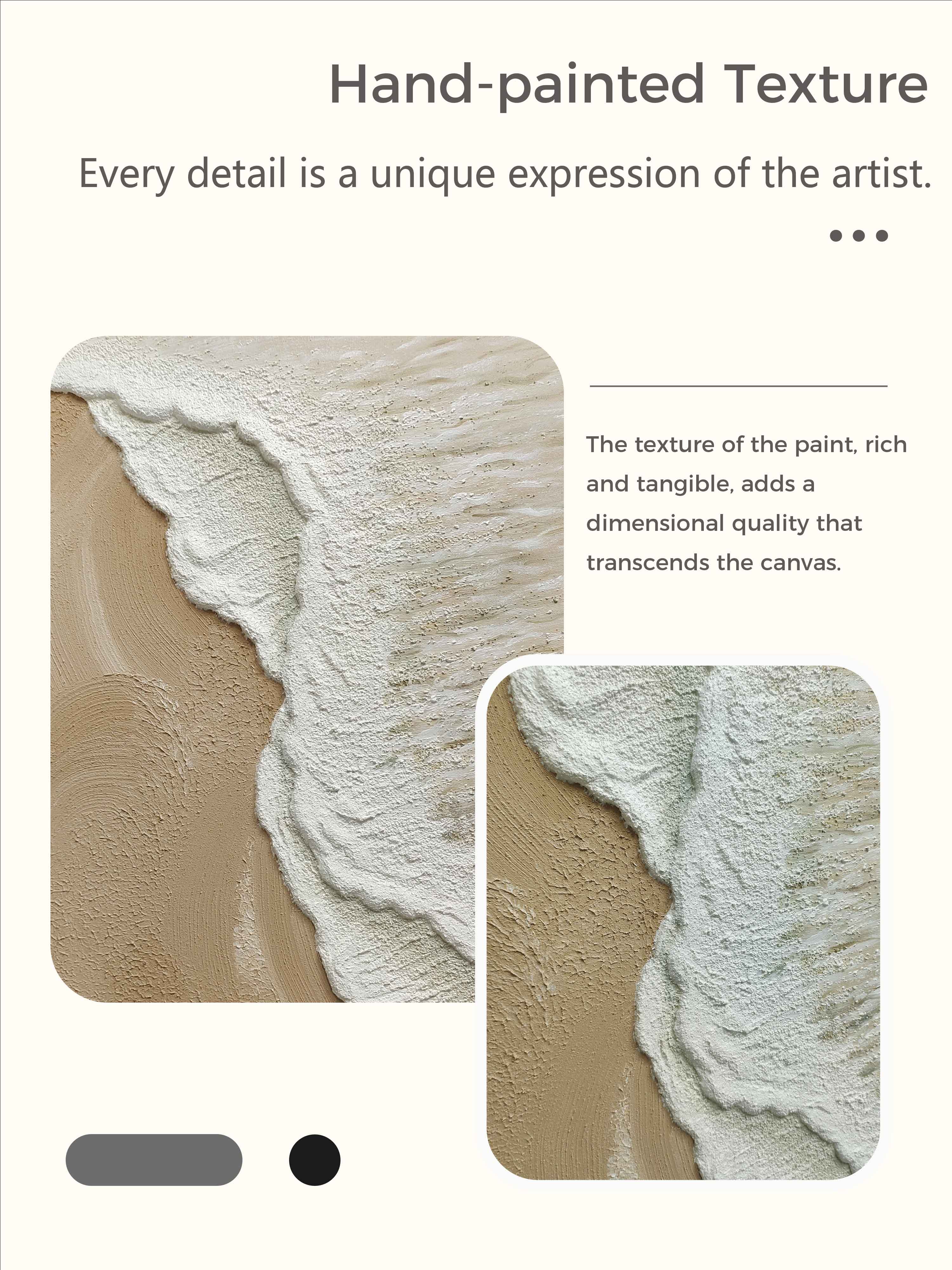 3d White And Beige Minimalist Textured Wall Art Beach Painting Ocean Wave Painting On Canvas