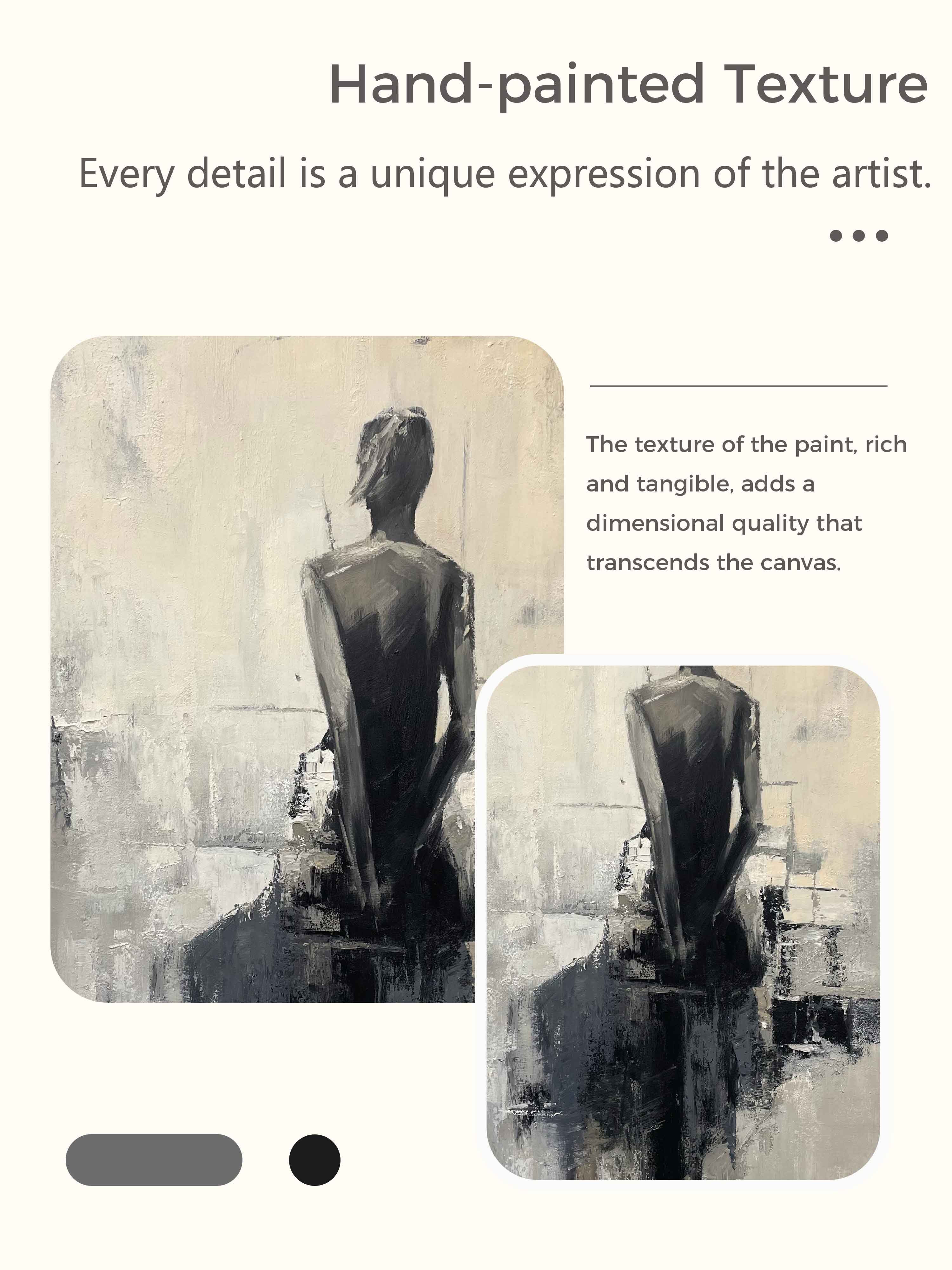 Minimalist Abstract Lady Canvas Artwork Handmade Black And Beige Lady Oil Painting Handmade Abstract Woman In Black Dress Oil Painting