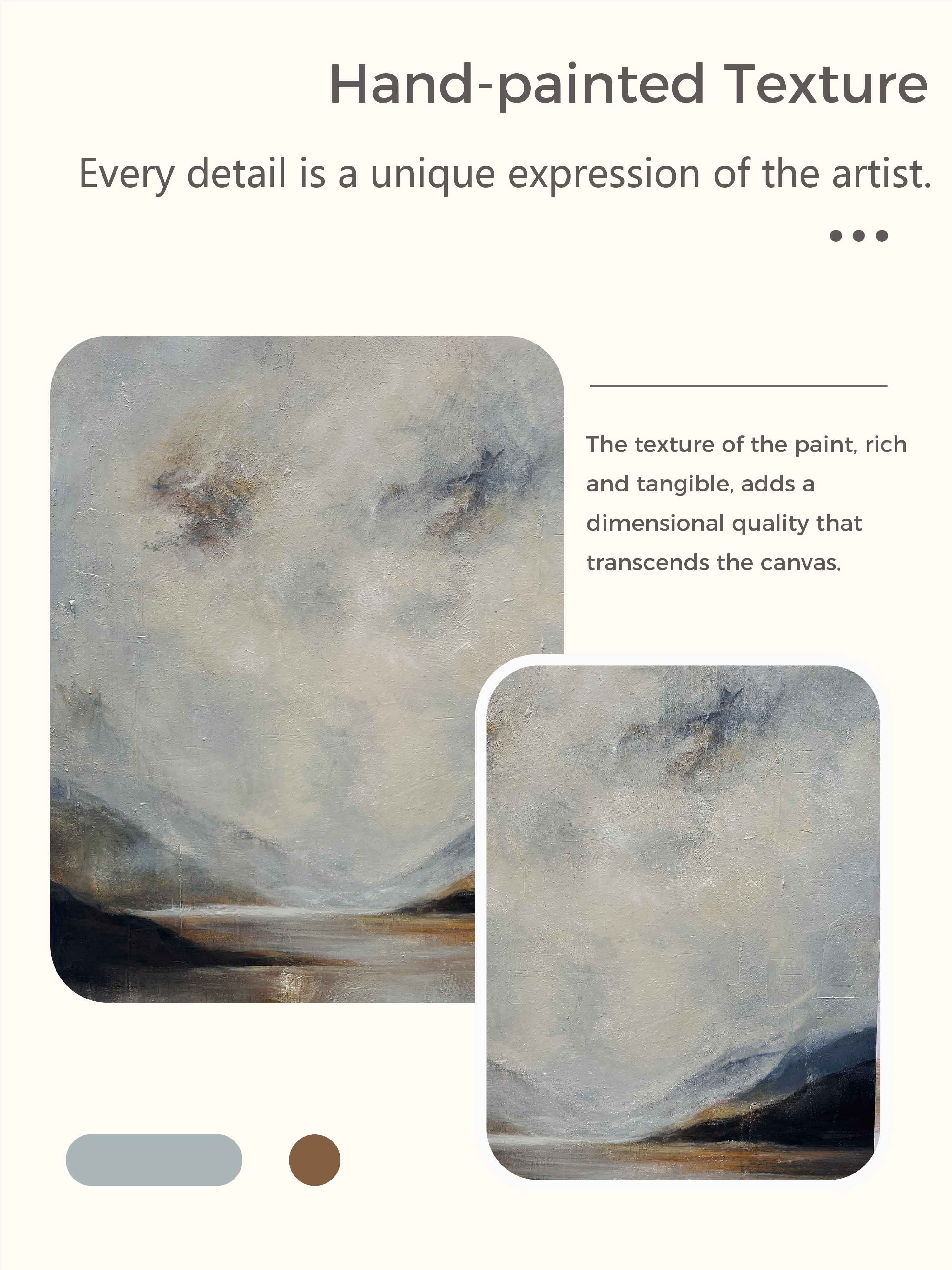 Large Neutral Landscape Oil Painting Minimalist Beige And Gray Lake Canvas Wall Art Original Abstract Lake Wall Art