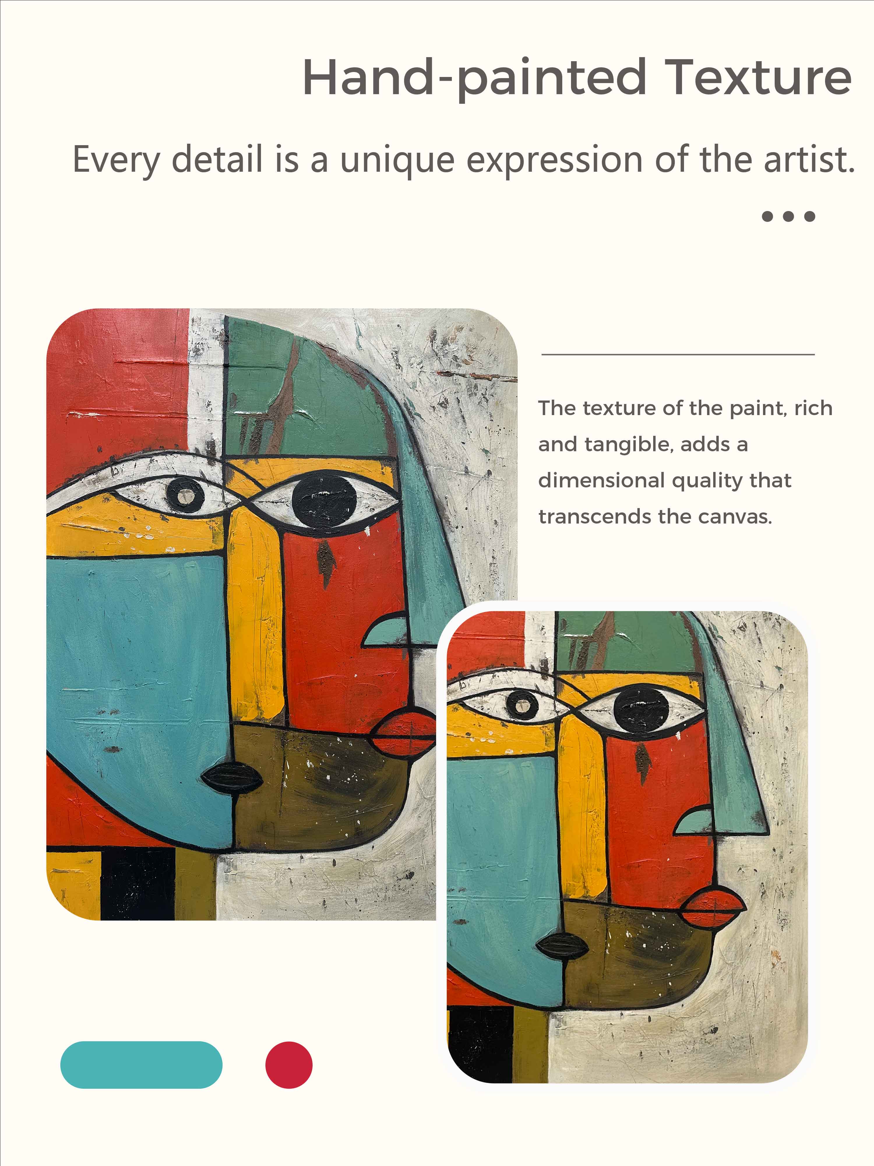 Vintage Picasso Figure Painting Minimalist Head Oil Painting Vintage Colorful Abstract Face Wall Art