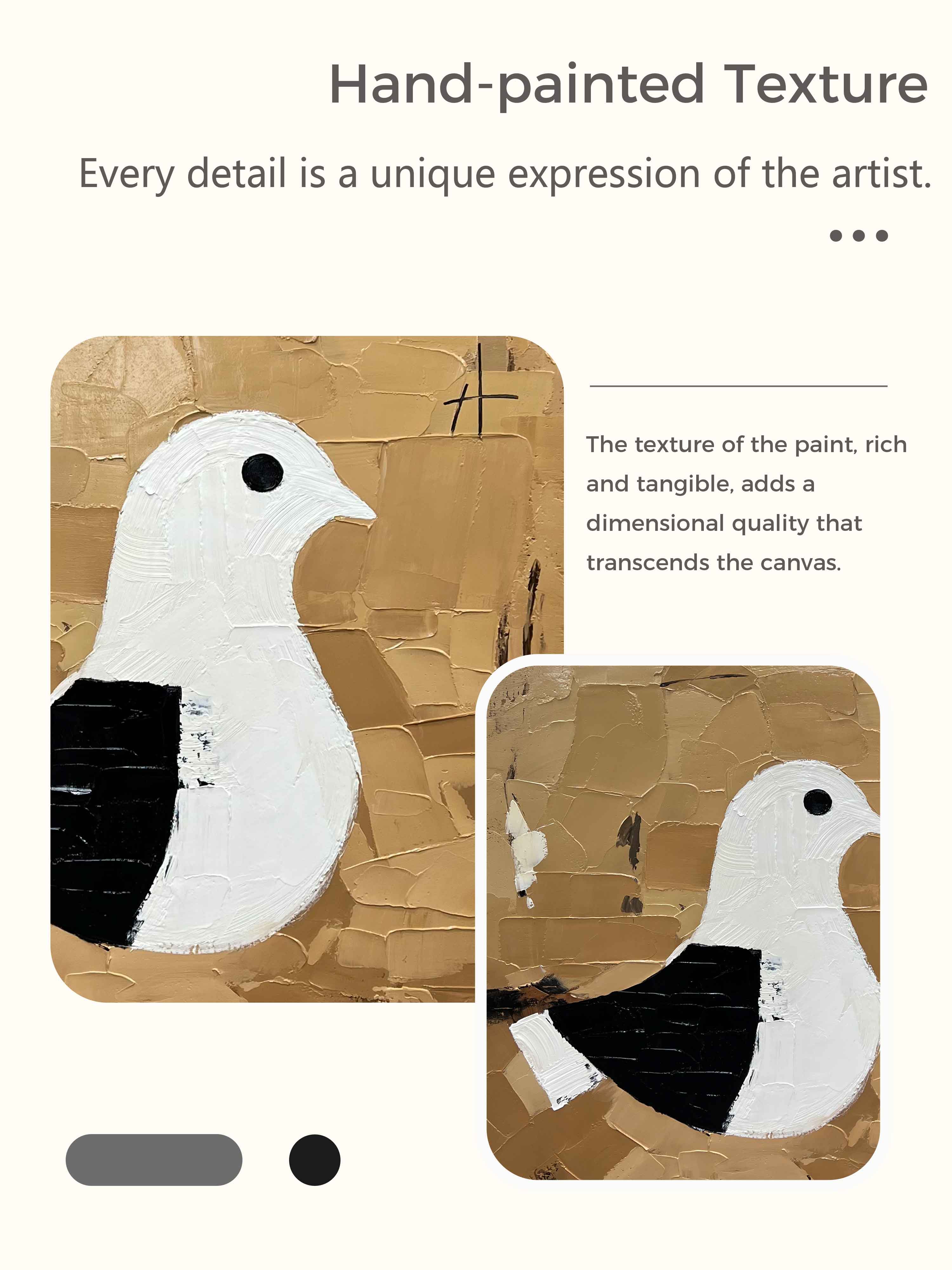 Vintage Handcrafted Dove Wall Art Retro Dove Wall Art On Canvas Abstract Black And White Dove Oil Painting