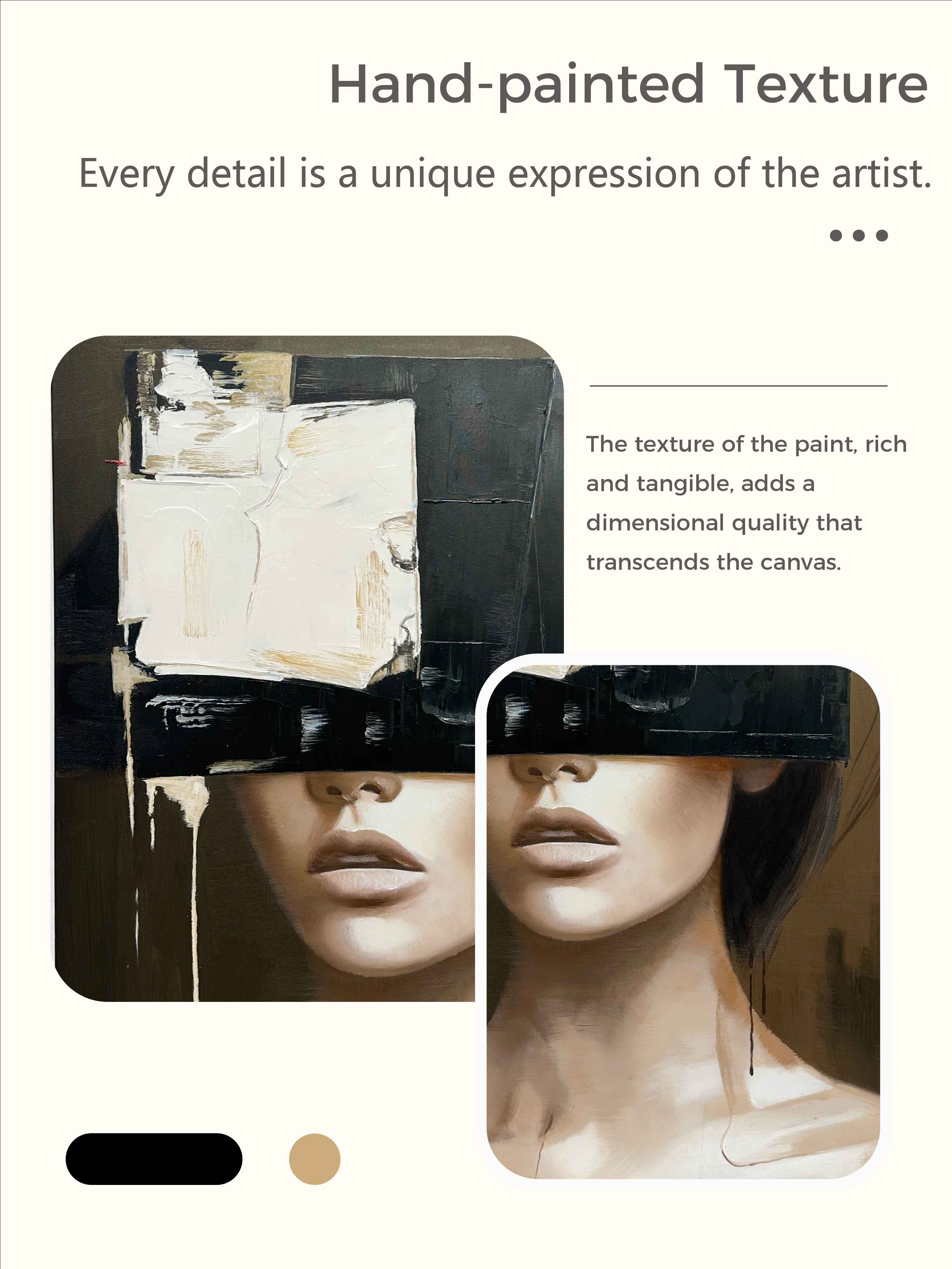 Vintage Black Beige Female Portrait Retro Neutral Female Portrait On Canvas Large Abstract Female Portrait Canvas Art