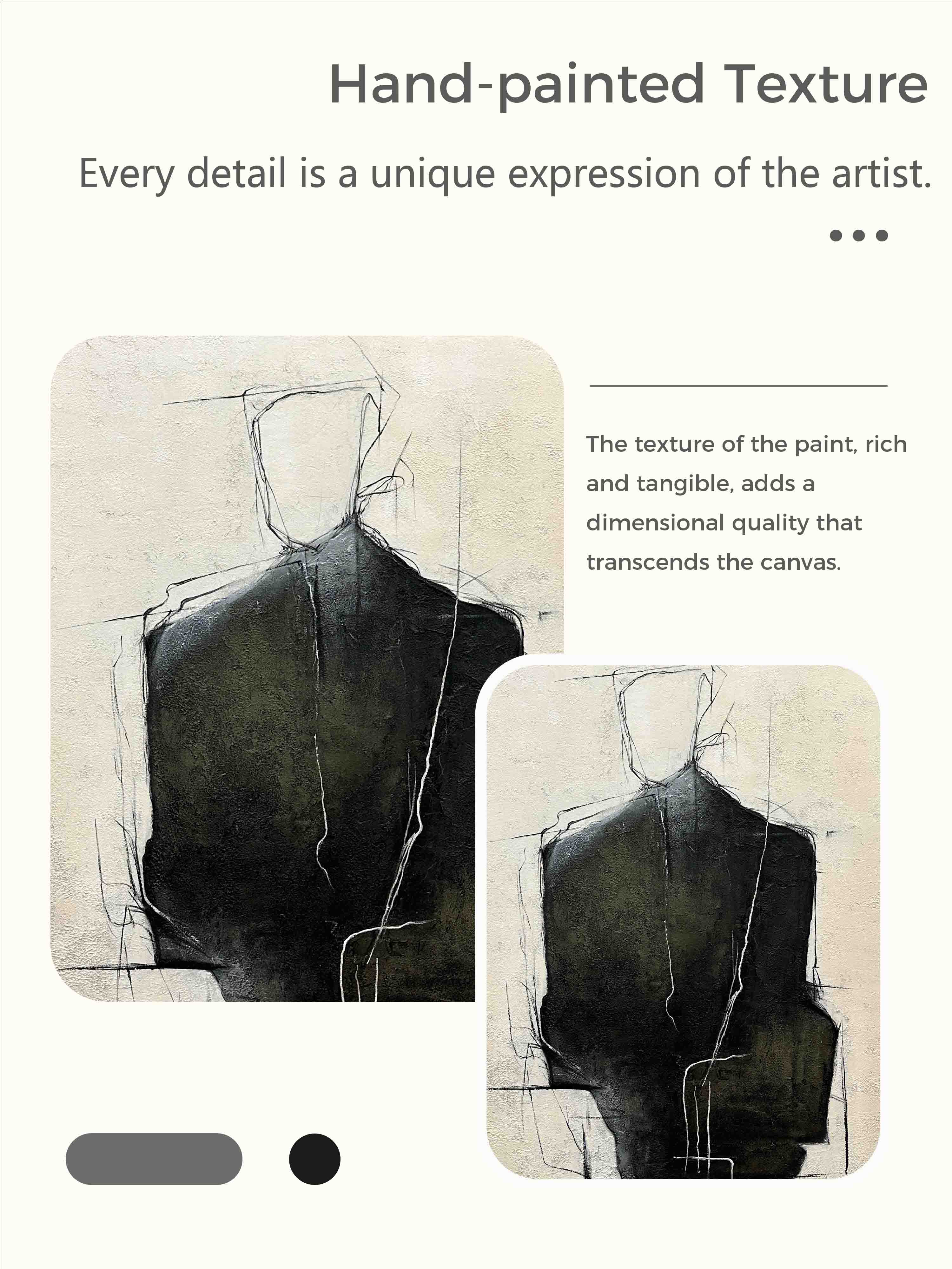 Beige Black Abstract Portrait Painting Beige And Black Abstract Figure Artwork Original Beige And Black Oil Painting