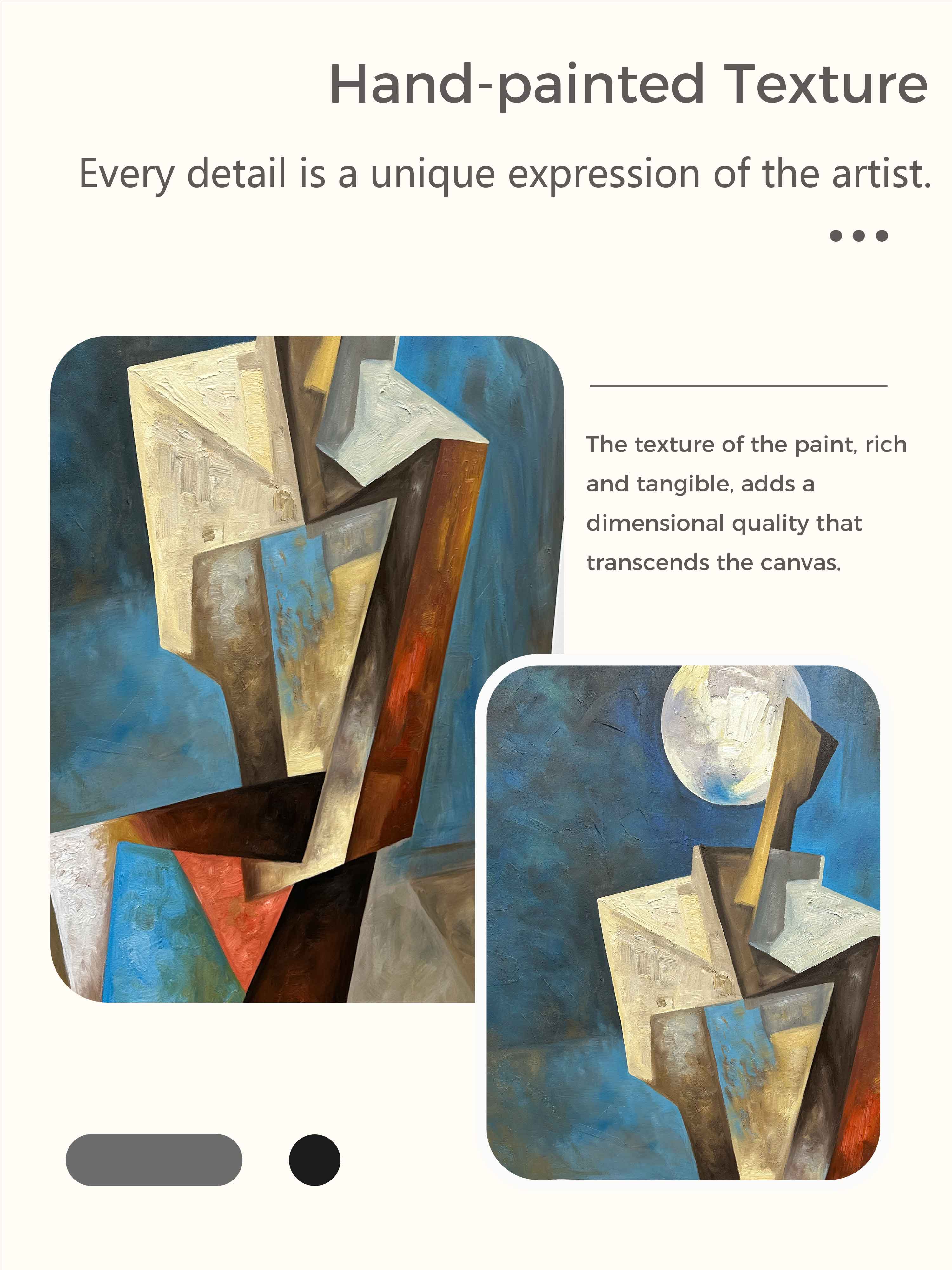 Original Red And Blue Geometry Wall Art Large Modern Colorful Geometric Oil Painting Minimalist Colorful Geometric Hand Wall Art