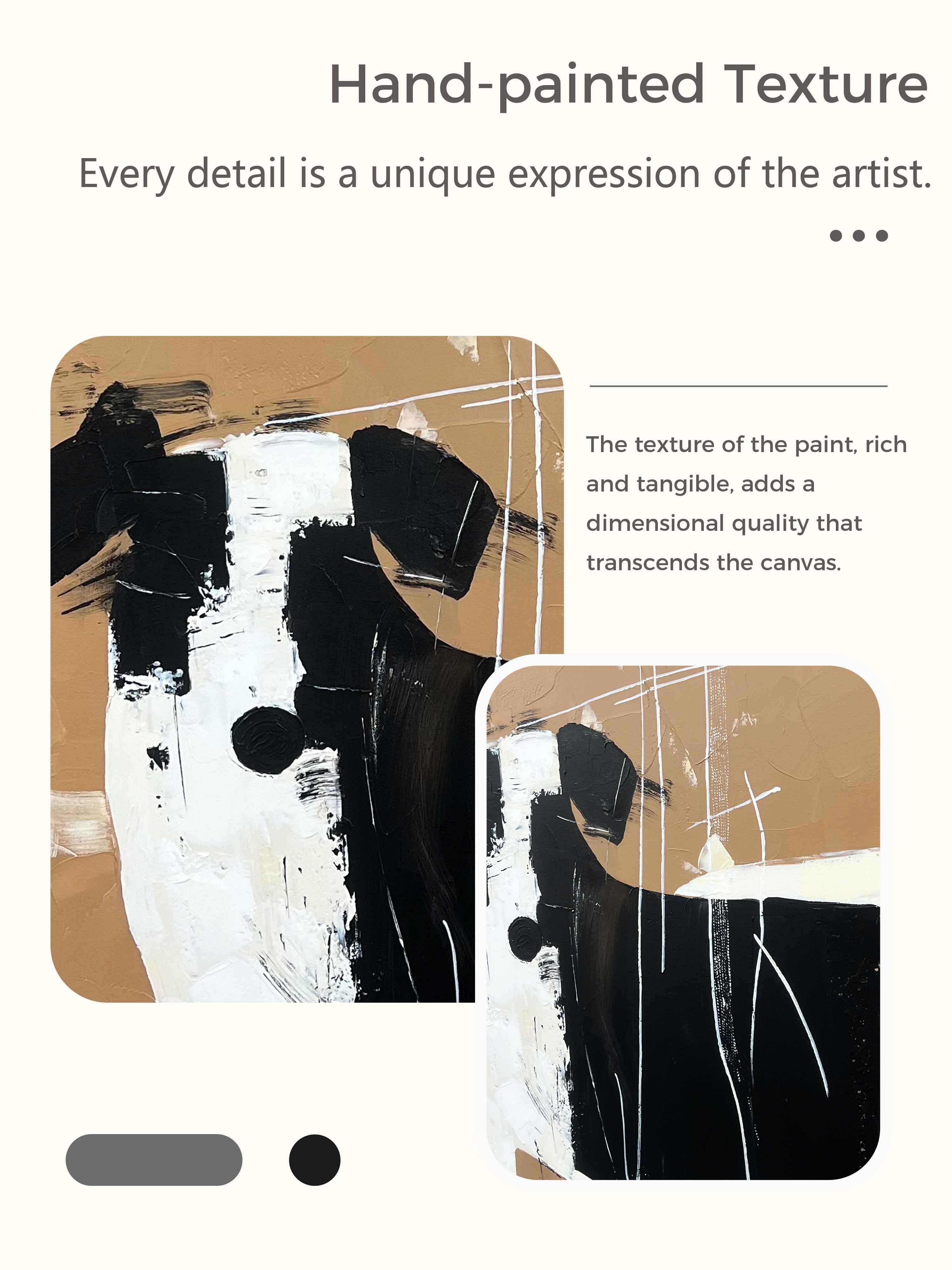 Vintage Black and White Abstract Dog Art Minimalist Black And White Canvas Painting Large Retro Decor