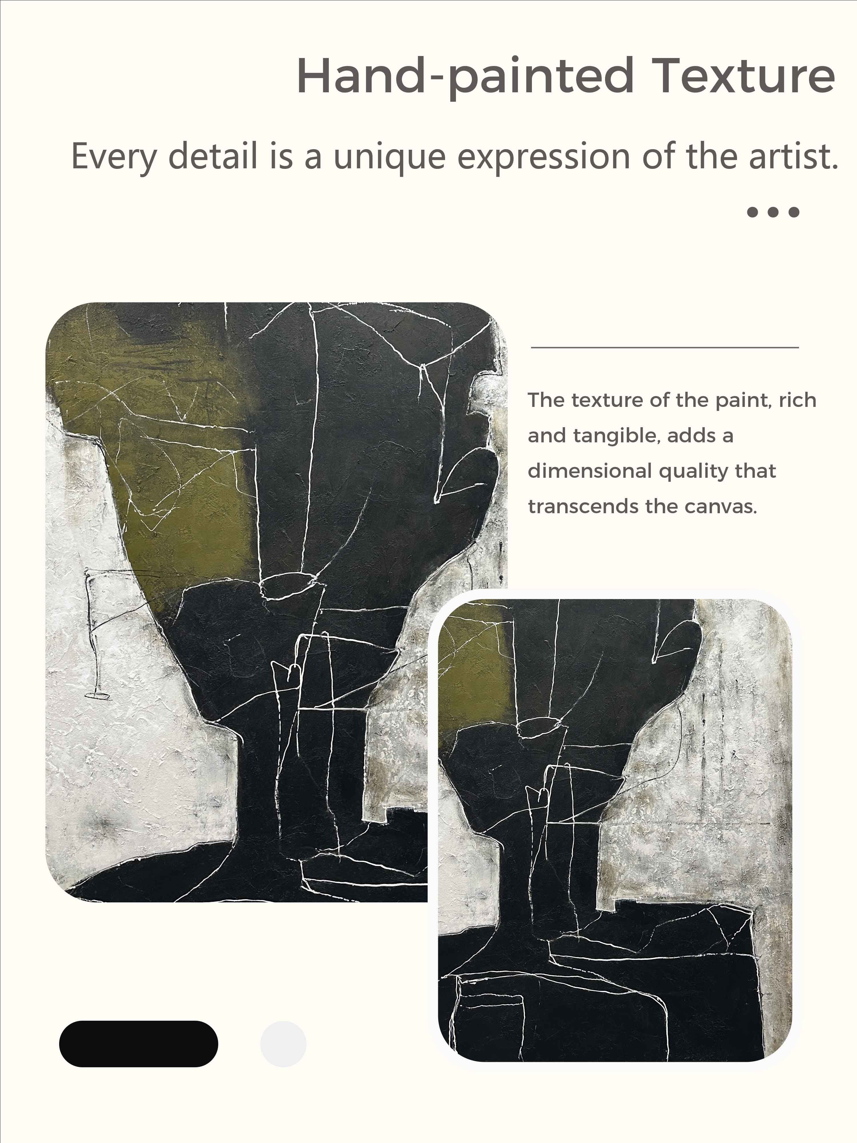 Beige Black Abstract Human Figure Painting Original Hand Painted Figure Oil Artwork On Canvas Neutral Figure Abstract Painting