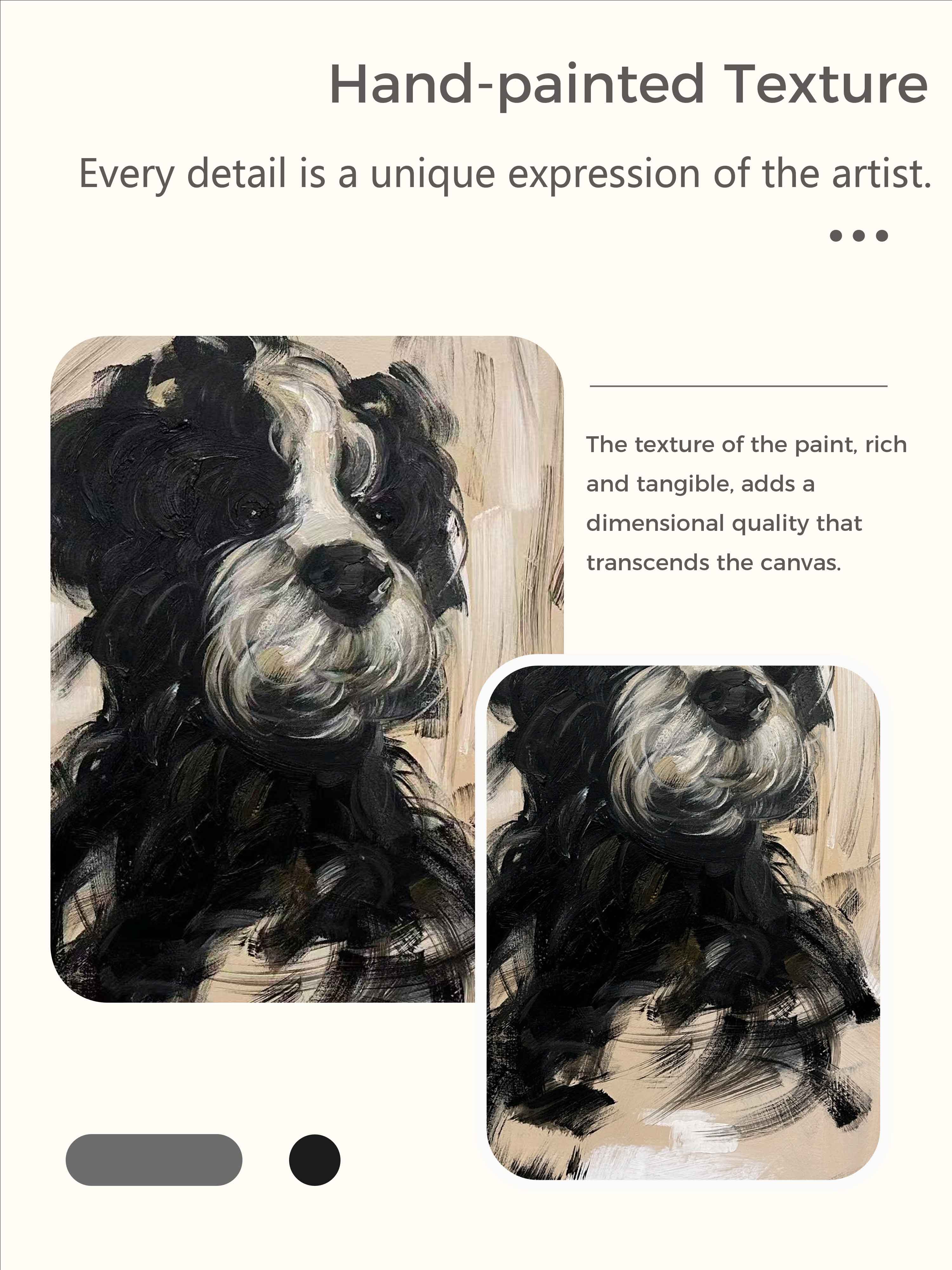 Large Vintage Neutral Dog Portrait Painting Original Dog Painting On Canvas Retro Neutral Tone Dog Artwork
