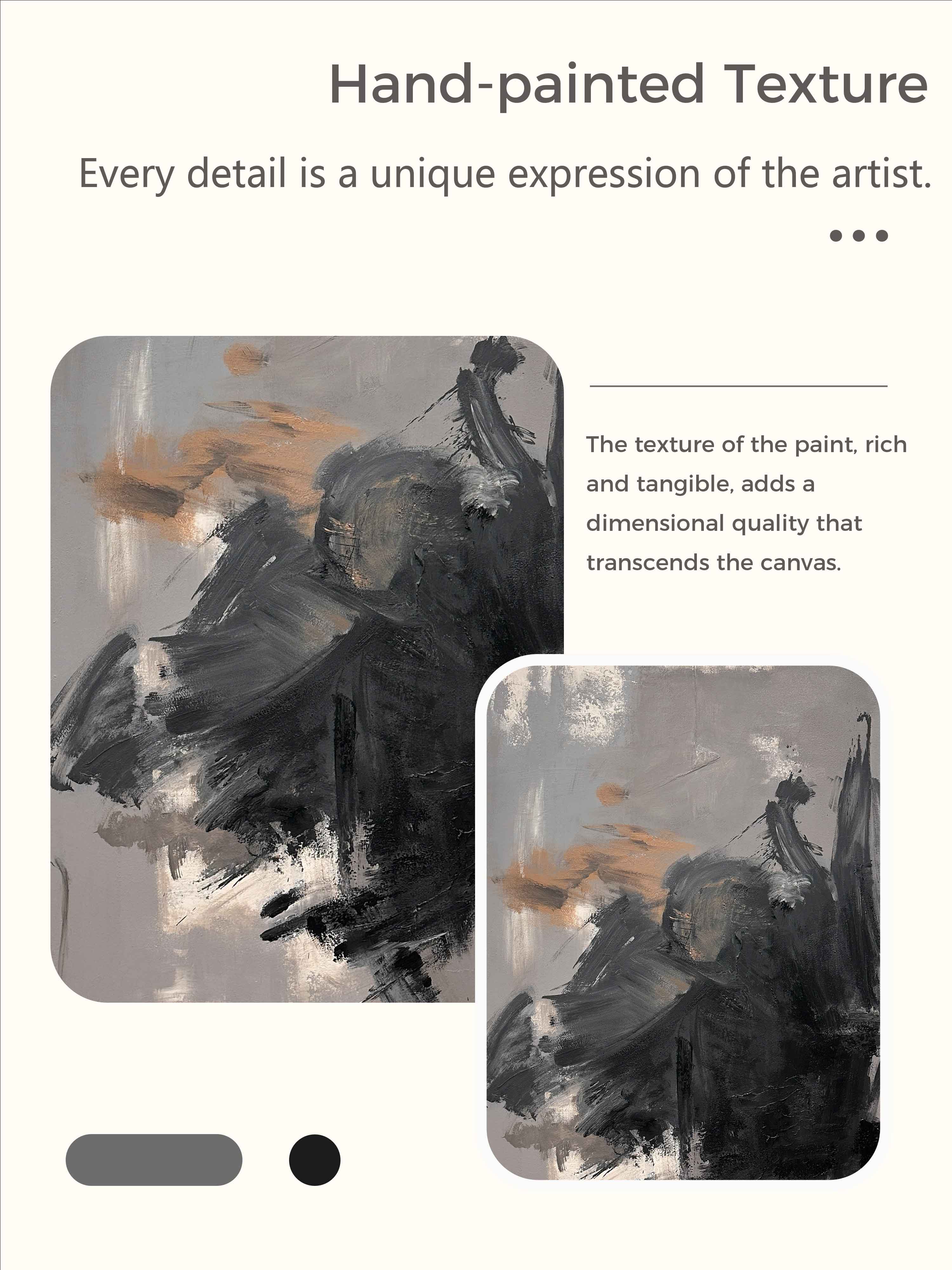 Vintage Black Grey Wabi Sabi Wall Art Neutral Black Abstract Oil Painting Large Black Grey Texture Painting On Canvas