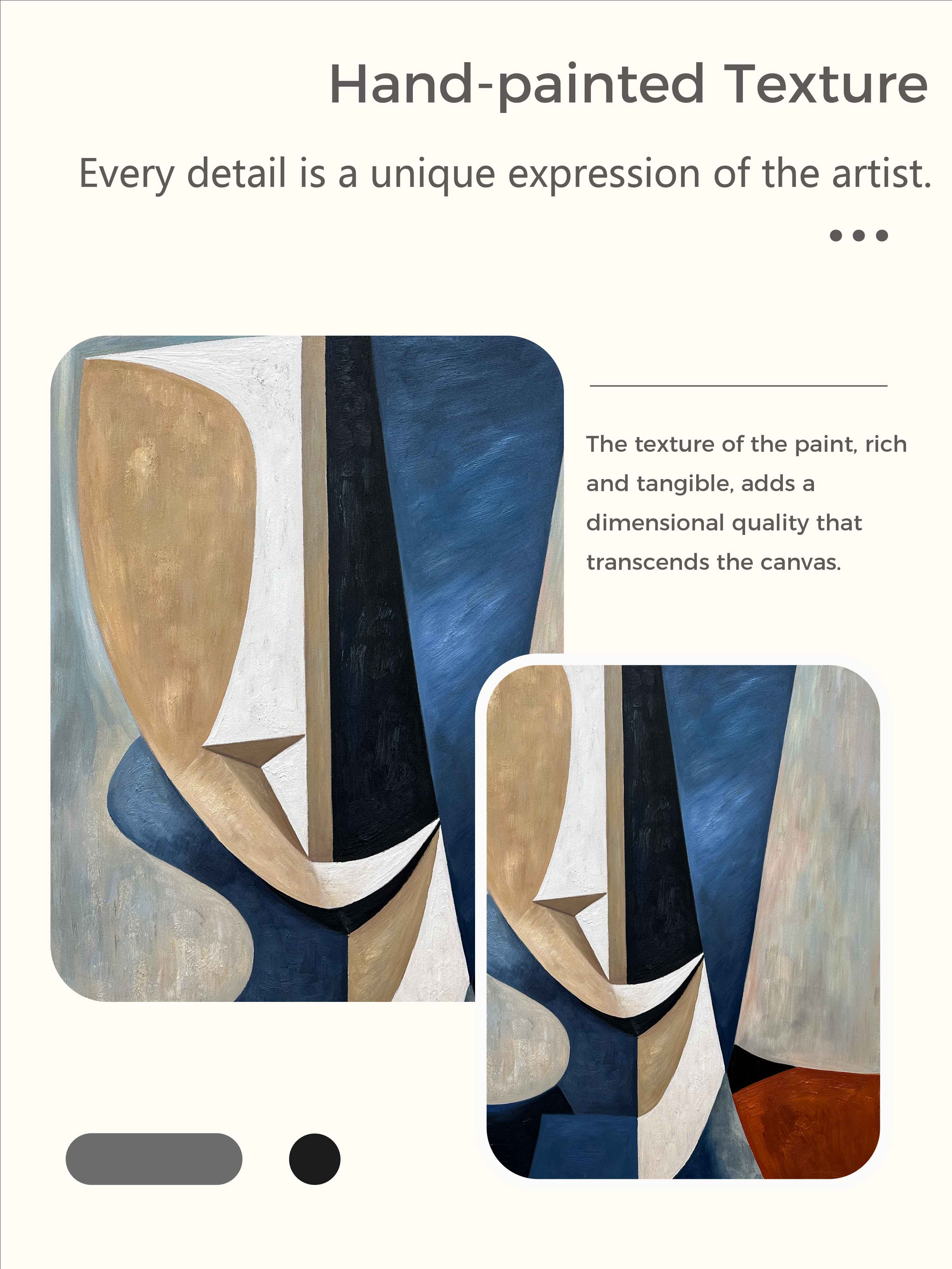 Large Blue and Brown Abstract Face Wall Art Minimalist Abstract Face Art Blue Brown Acrylic Face Painting 