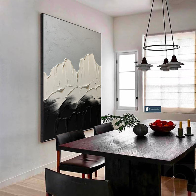 Black Canvas Wall Art White And Black Minimalist Canvas Painting Rich Textured Painting