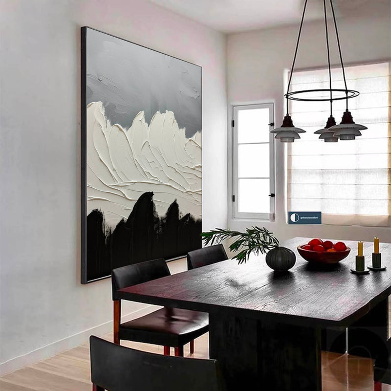 Black and White Abstract Painting Original Black White Minimalist Painting