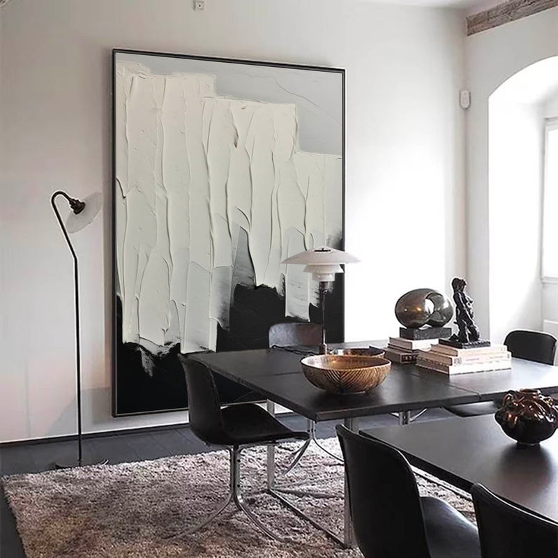 White And Black Minimalist Texture Painting Black And White Abstract Painting On Canvas
