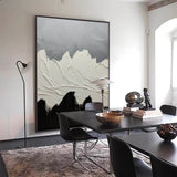 Black and White Abstract Painting Original Black White Minimalist Painting