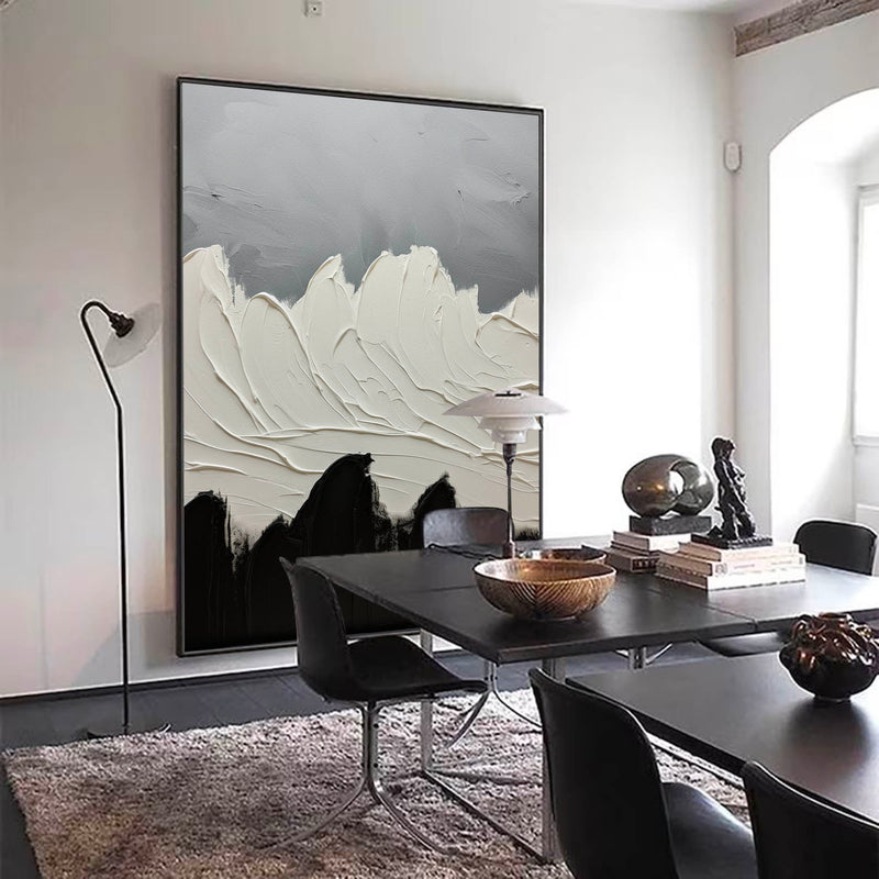 Black and White Abstract Painting Original Black White Minimalist Painting