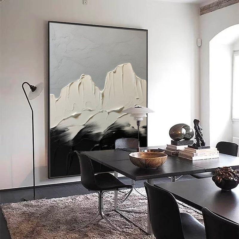 Black Canvas Wall Art White And Black Minimalist Canvas Painting Rich Textured Painting