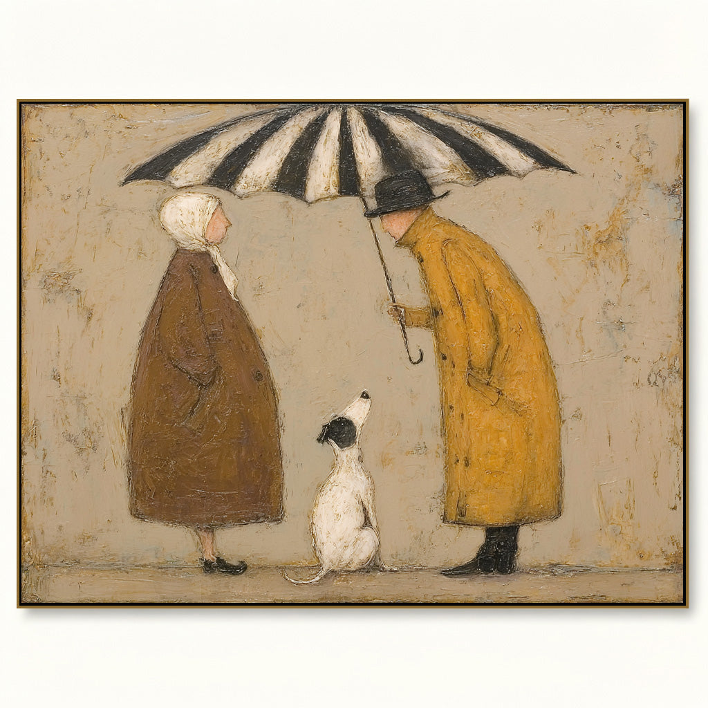 Original Large Neutral Abstract People Painting for Organic Modern Wall Decor