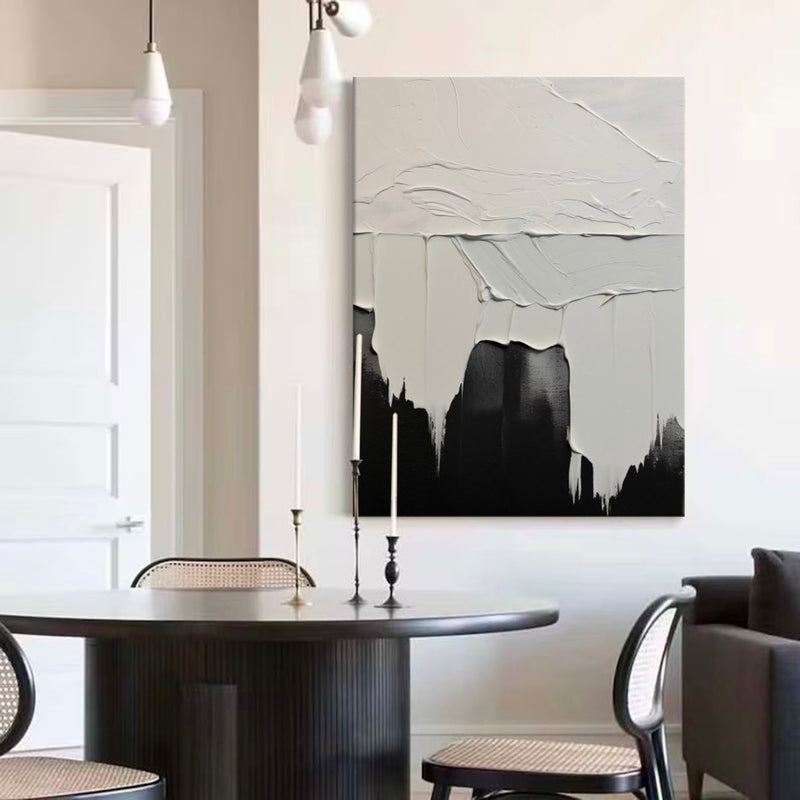 Modern Minimalist Abstract Painting Original Abstract White And Black Texture Painting