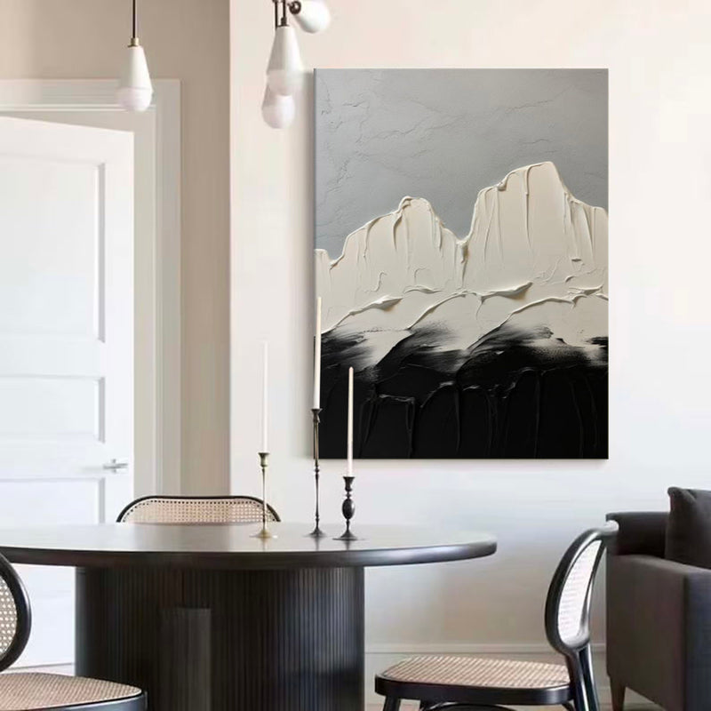 Black Canvas Wall Art White And Black Minimalist Canvas Painting Rich Textured Painting