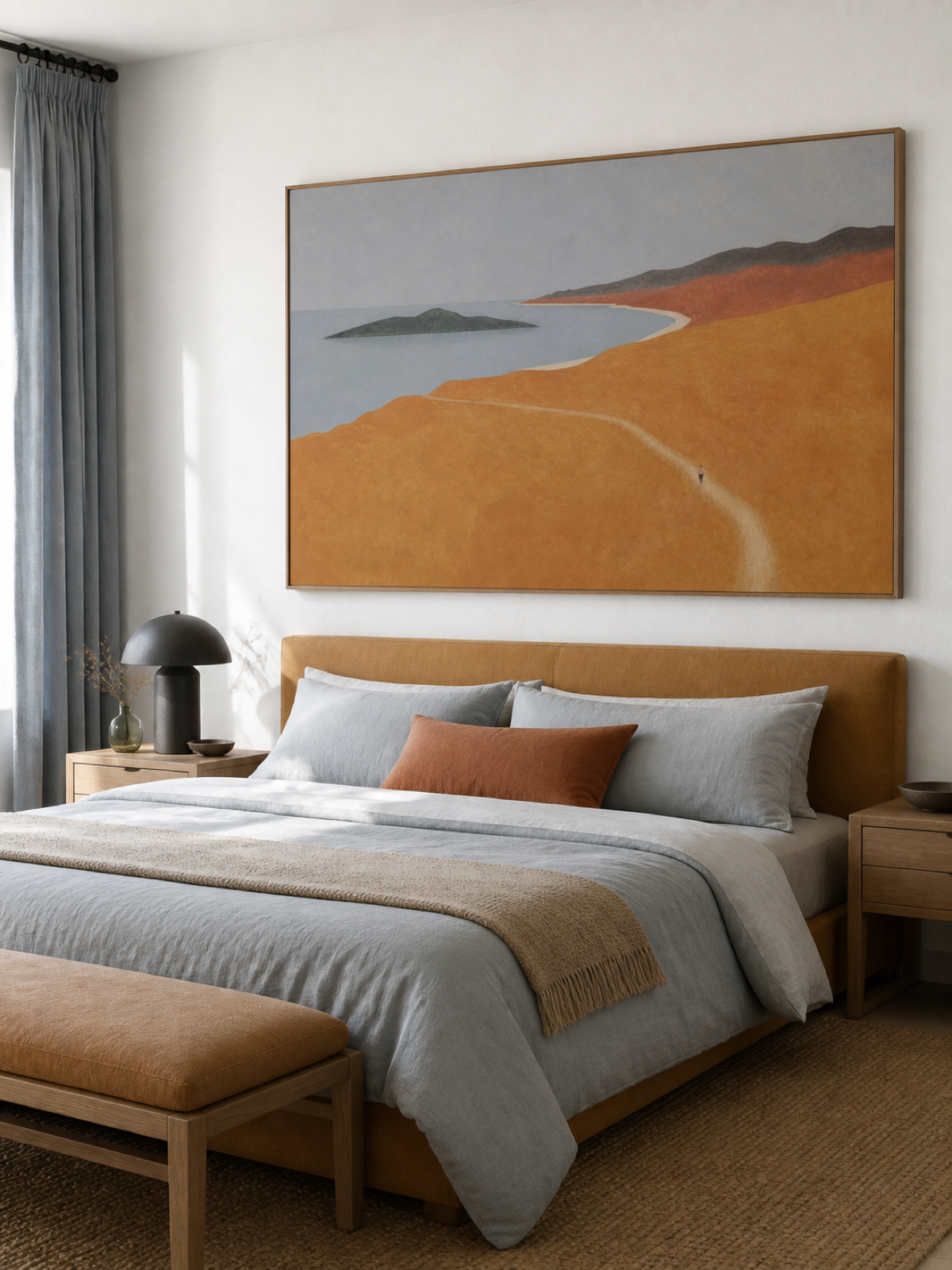 Warm Landscape Canvas Painting For Living Room Modern Organic Decor
