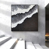 Minimalist Black And White Ocean Art White And Black Abstract Painting White And Black Wall Art