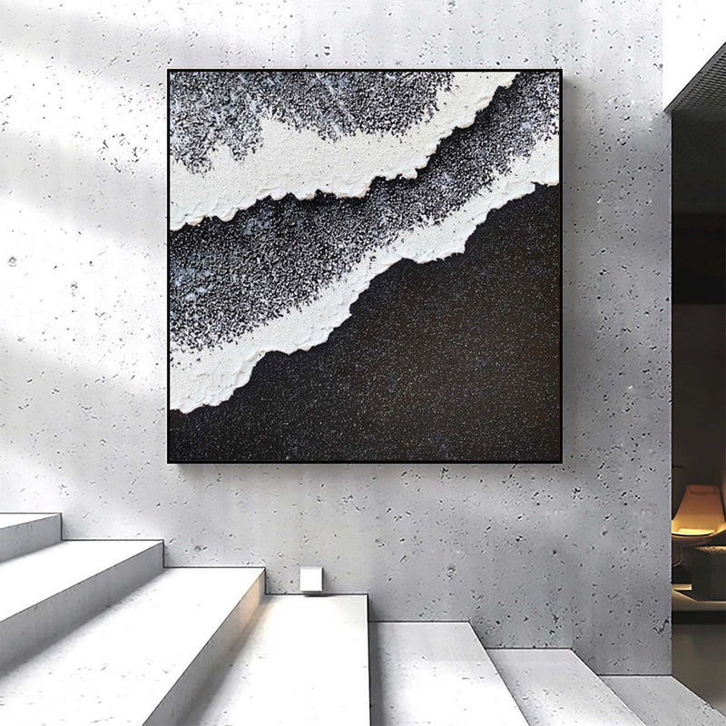 Minimalist Black And White Ocean Art White And Black Abstract Painting White And Black Wall Art