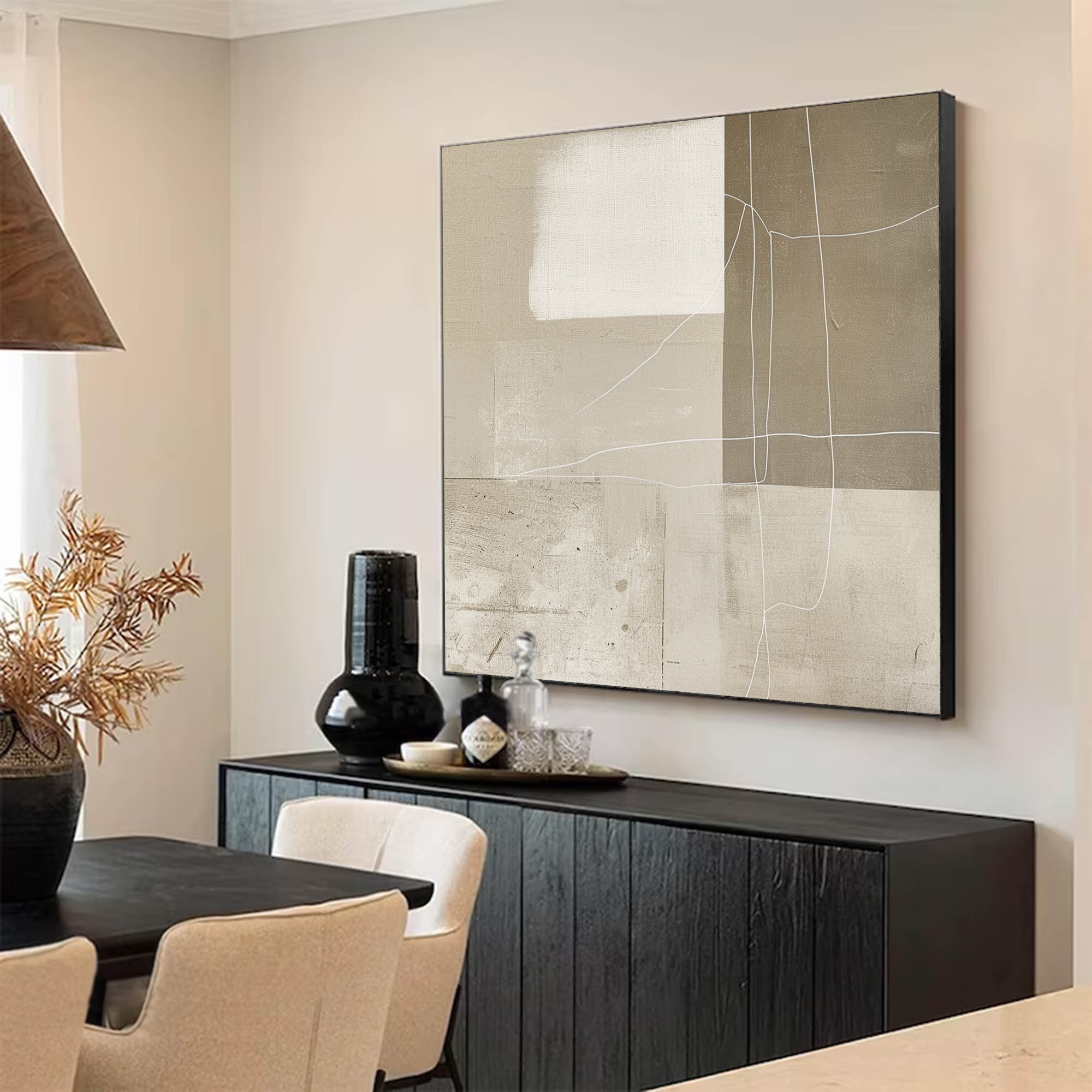 Beige Wabi Sabi Wall Art Beige Minimalist Canvas Art Beige Abstract Painting Large Neutral Wall Decor