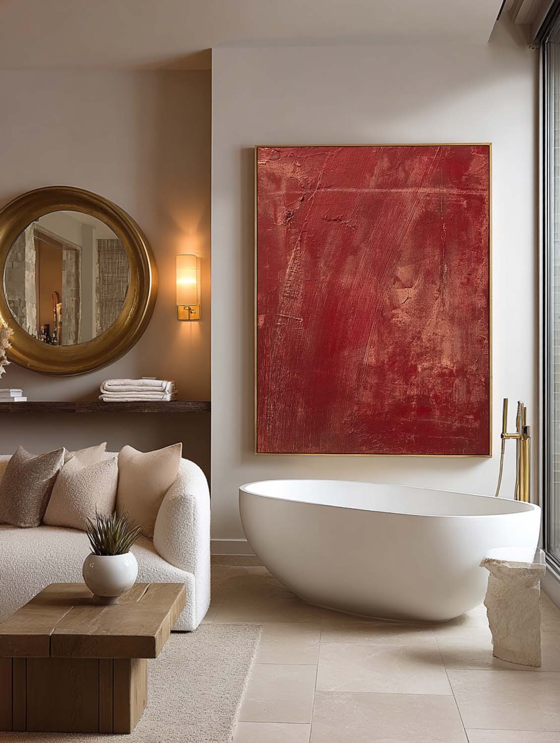 Dark Wine Red Abstract Art On Canvas Deep Red Contemporary Abstract Artwork Handmade Burgundy Abstract Wall Art