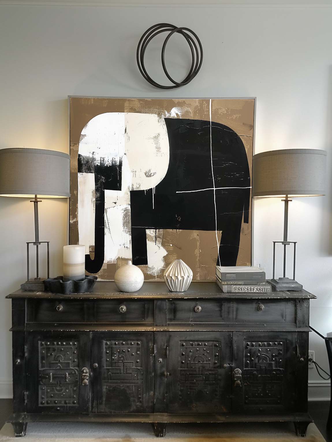 Retro Minimalist Elephant Canvas Art Vintage Abstract Canvas Art Retro Minimalist Wall Art