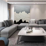 Black and White Abstract Painting Original Black White Minimalist Painting