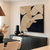  Neutral Beige & Black Painting On Canvas Large Minimalist Beige Canvas Painting