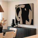 Beige And Black Minimalist Oil Painting Large Brown And Black Minimalist Abstract Painting